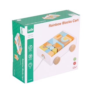 Lelin® Wooden Pull Along Block Wagon - 26 Blocks